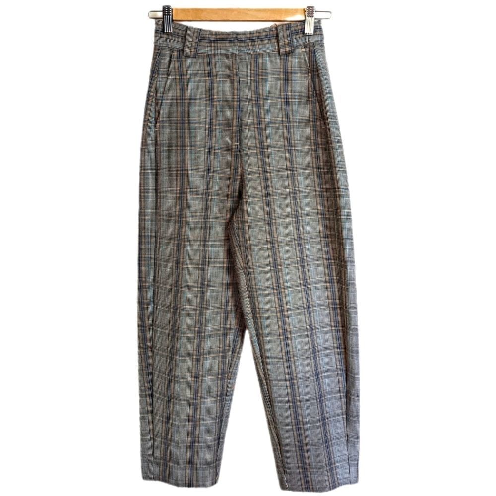 FRANK & OAK Plaid Grey Tapered High-Rise Contemporary Pants Size 0 NWOT